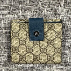 Gucci Beige and Navy Monogram Wallet